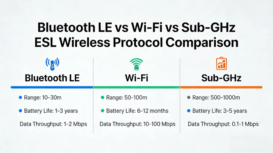 Bluetooth vs Wi-Fi vs Sub-GHz Ɛlektrɔnik shelf label