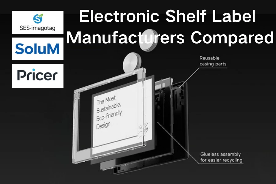 Ɛlektrɔnik Shelf Label Yɛfoɔ a Wɔde Toto Ho: SES-imagotag vs SoluM vs Pricer